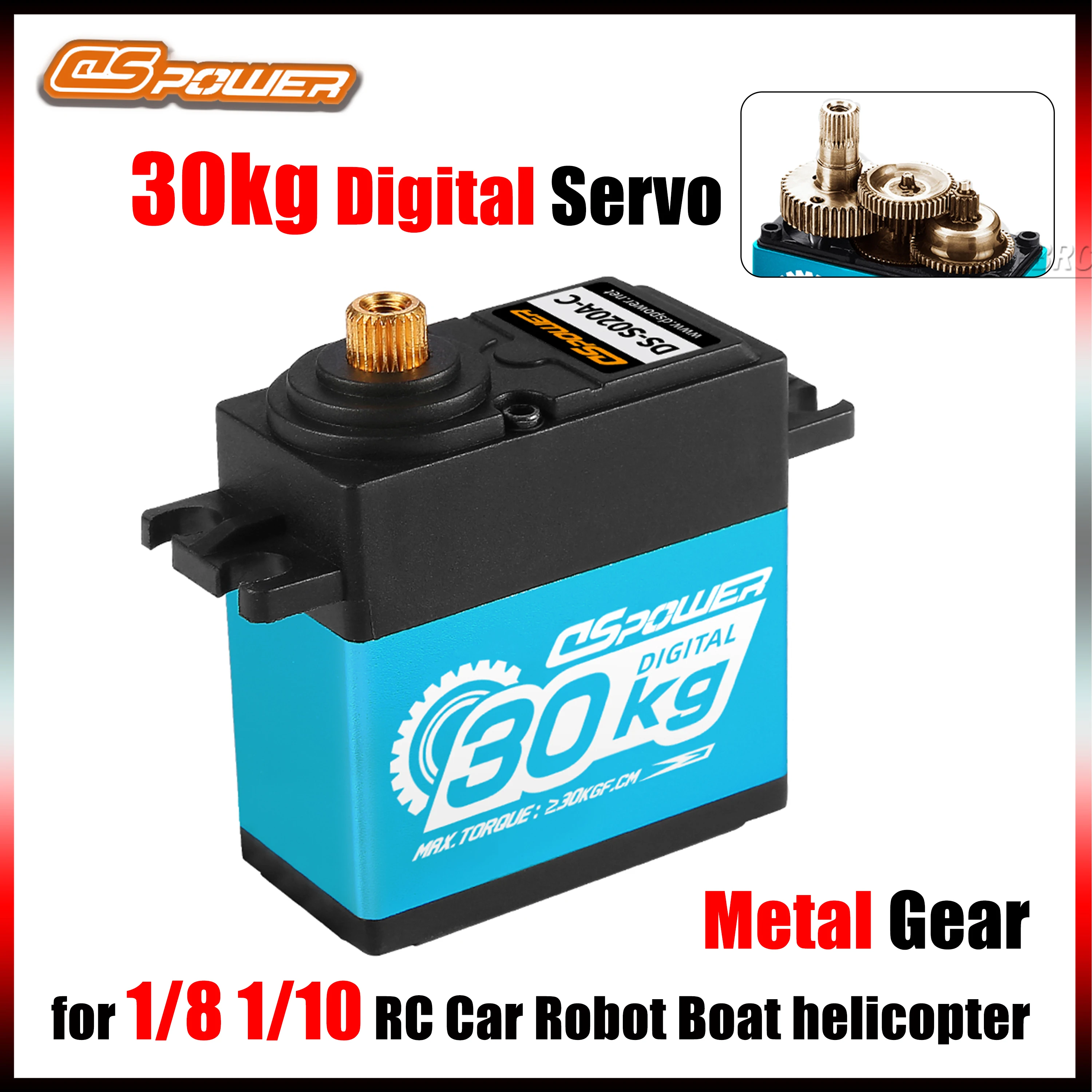 DSpower 30KG Metal Gear Waterdichte Borstelloze Motor Met Hoog Koppel Digitale Servo 6.0 ~ 7.4V voor 1/8 1/10 RC Auto Robot Boot Helikopter