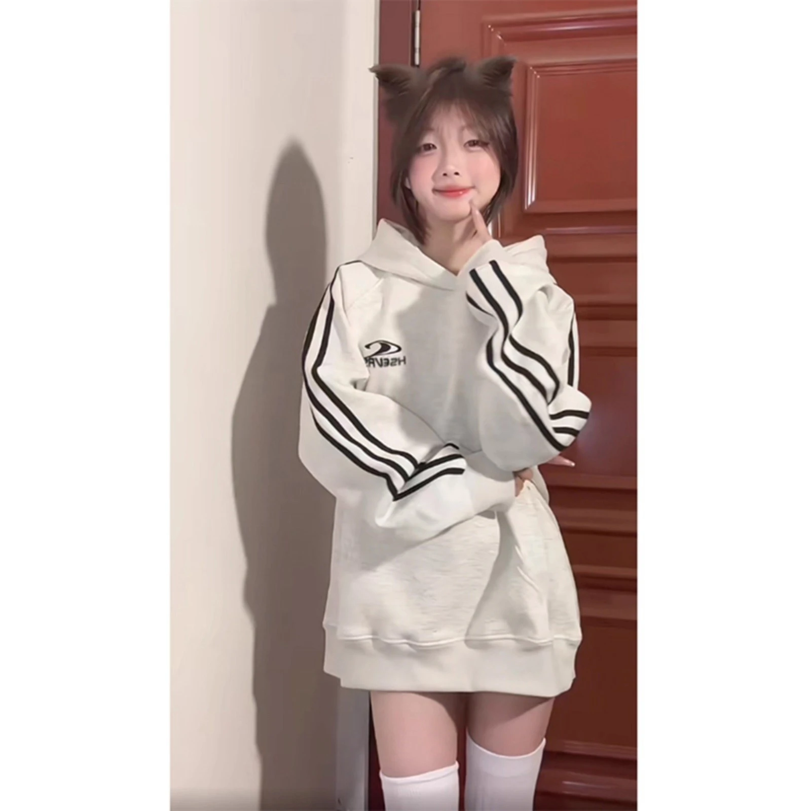 

Мужское худи оверсайз в американском уличном стиле с полосками, осенняя коллекция 2025, новинка, парный топ, модный, из полиэстера