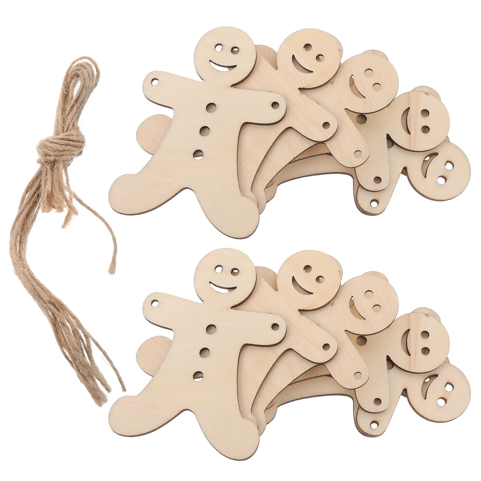 

40Pcs Gingerbread Man Wood Cutouts Unfinished Blank Ornaments DIY Christmas Craft Tags Natural Wood Slices for Painting