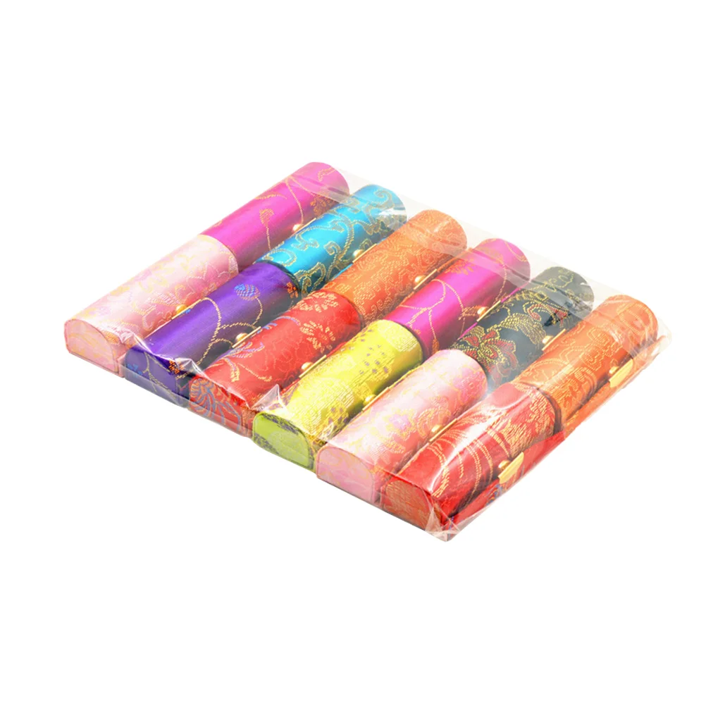 12 Pcs Lipstick Case Storage Box Container Balm Delicate Holder Retro Style for Woman Silk