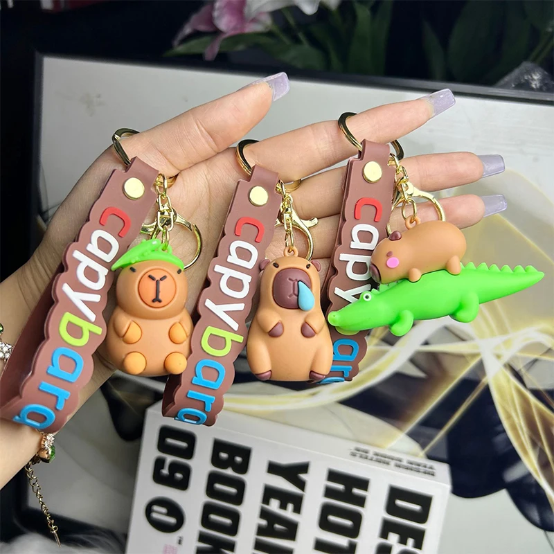 Cartoon Capybara Anhänger PVC Simulation Capybara Schlüsselbund Nette Capybara Schlüsselring Exquisite Rucksack Dekoration Zubehör Geschenke