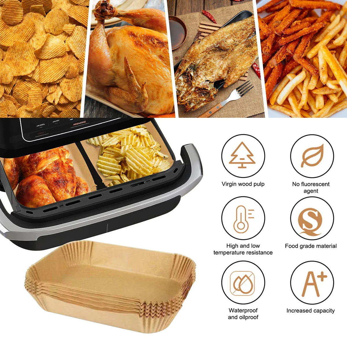 Ninja AF500EU,Papier friteuse jetable, AF500EU, Ninja Foodi Flex 10.4 L, accessoires air fryer