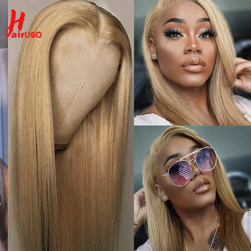 HairUGo #27 13*6 Lace Front Human Hair Wigs Honey Blonde Straight Lace Front Wigs For Women Remy Brazilian Lace Frontal Wigs