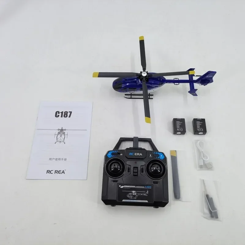 New C187 Remote-controlled Aircraft Ec135 Model Remote-controlled Helicopter Single Blade Aileron Free Aircraft Model Toy Gift