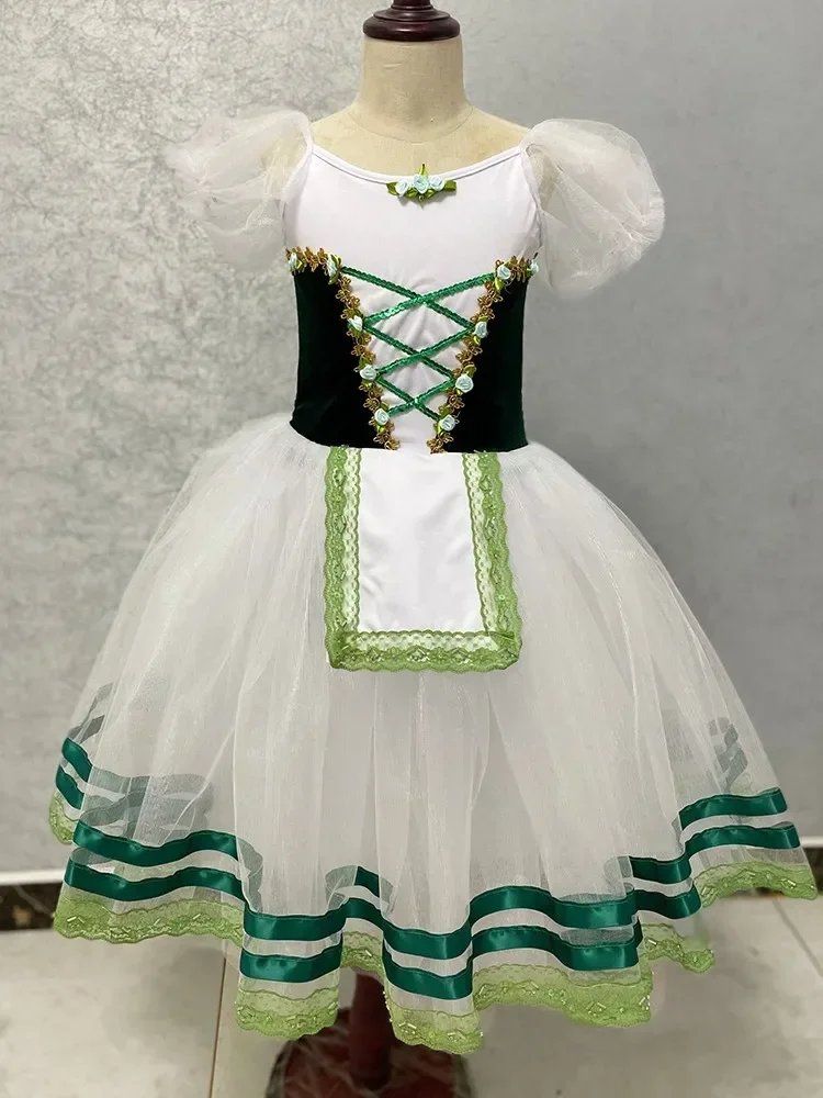 Saia de balé tutu para meninas, dança moderna, saia longa para mulheres Lago dos Cisnes, roupas de performance de palco, bailarina infantil