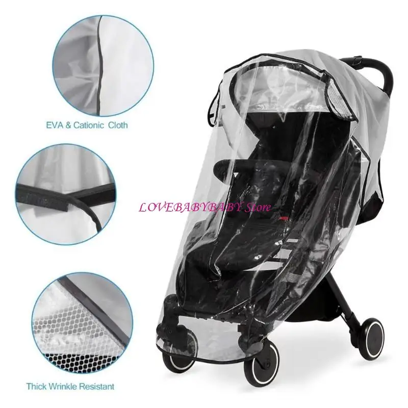 

Baby Strollers Rain Protector Case Clear PEVA Protections Sleeve Cover Soft 4XBC