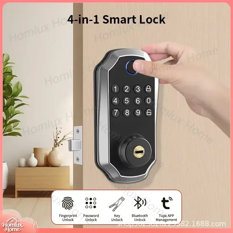 Smart Door Lock with Graffiti Design Keypad Password Card Swipe Wooden Door Compatible European American Style Granular