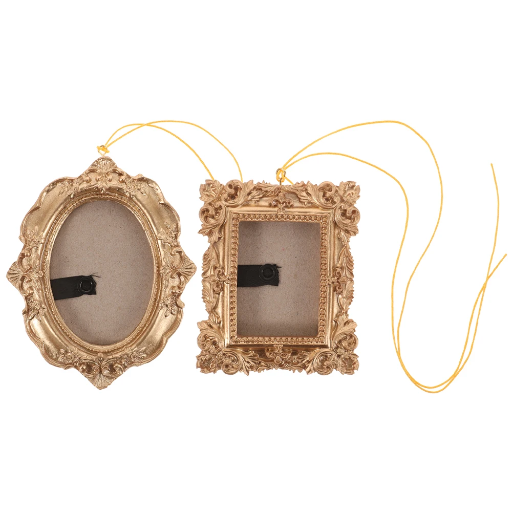 

2 Pcs Wall Hanging Xmas Table Decorations Photo Tree Ornaments Photo Frame Resin Ornament Vintage Christmas Display
