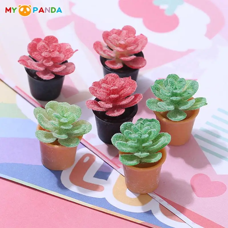 

2Pcs Doll House Mininature Potted Ornament Succulent Green Plant Model Dolls House Home Garden Shooting Scene Decor