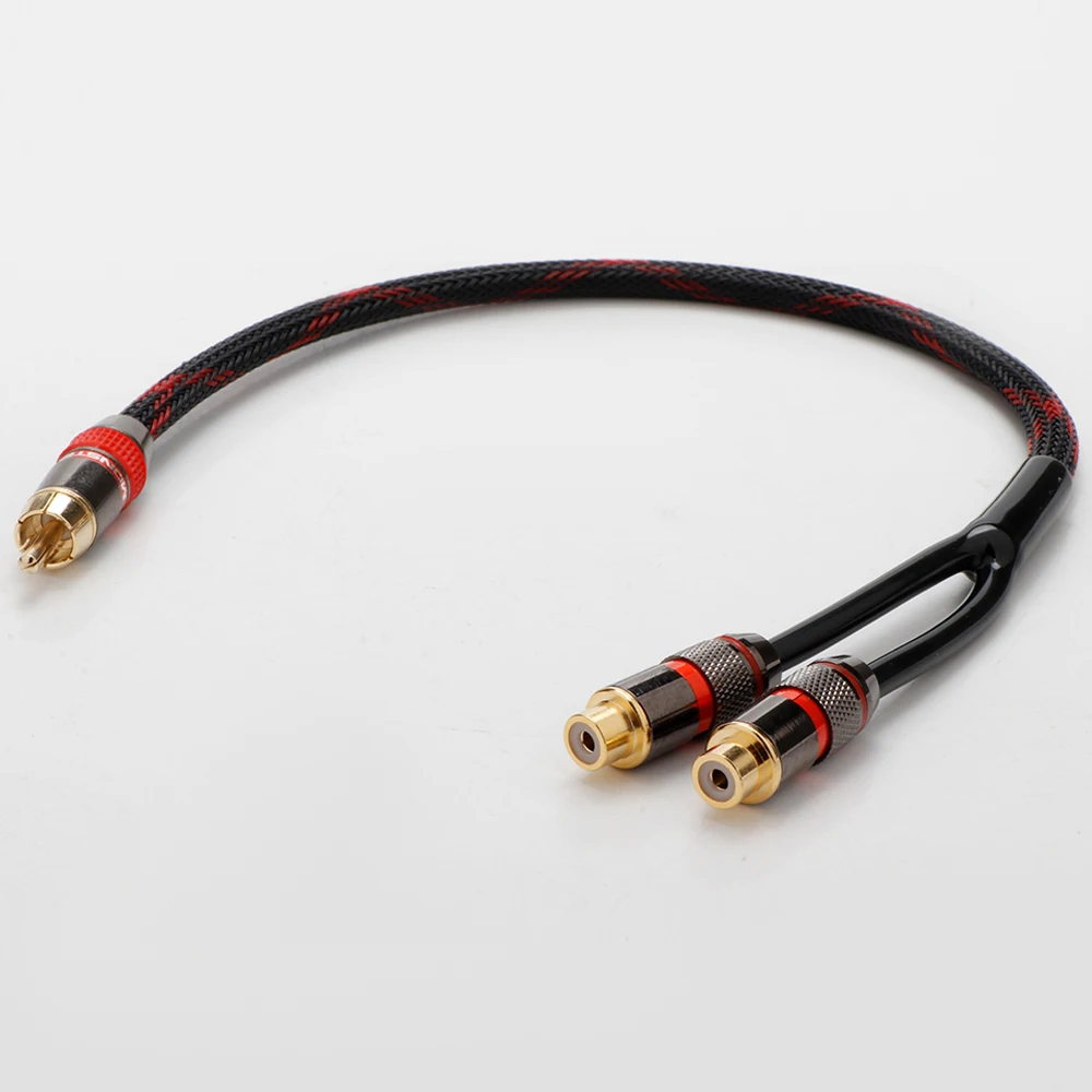 Preffair X401 OFC HiFi Y Splitter Audio Cable RCA Male to 2 Female Plug RCA Connector Adapters Cable Wire Cord for Amplifer