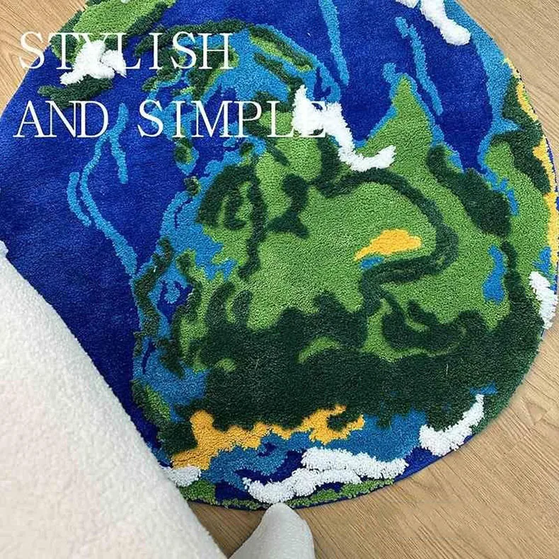 

Короткий круглый ковер с мультяшным землей и цветочным узором, впитывающий напольный коврик, ковры для кухни, ванной комнаты, ковер для спальни, украшение дома