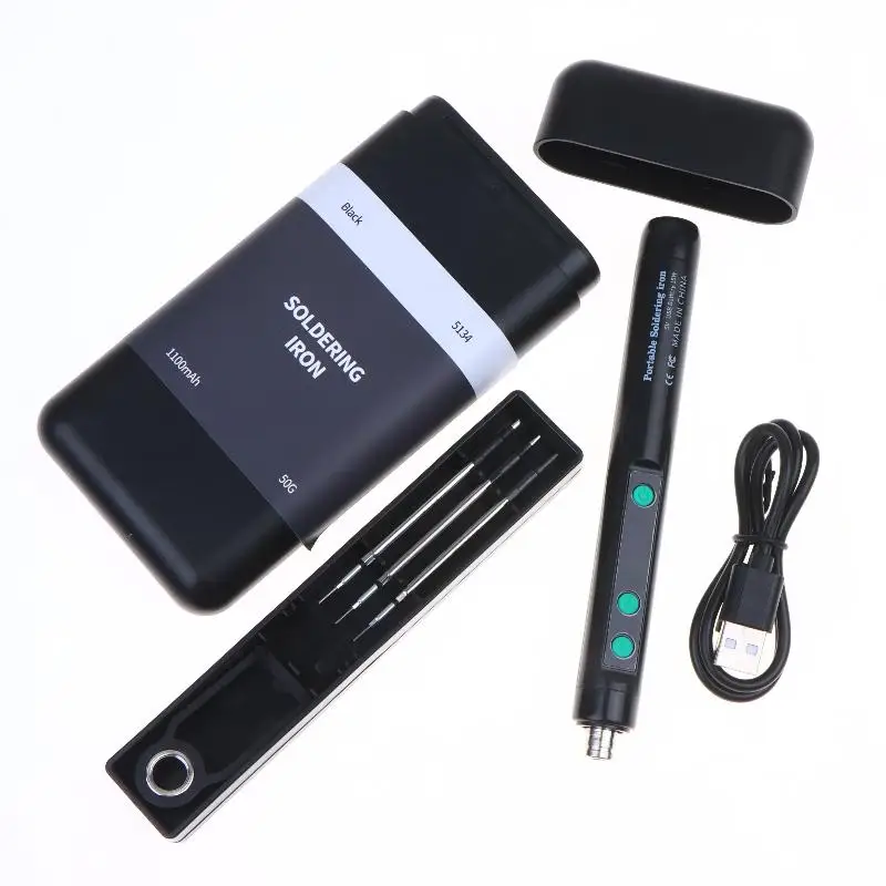 

Wireless Soldering Iron Built-in Battery 180-450° Adjustable Temperature With 3Tip Portable Welding Repair Tool Kit