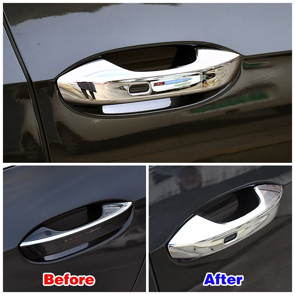 For Volkswagen VW Caddy 2020 2021 2022 Carbon Fiber Color Modify Chrome Door Handle Cover Trim Protection Sticker Anti Scratch