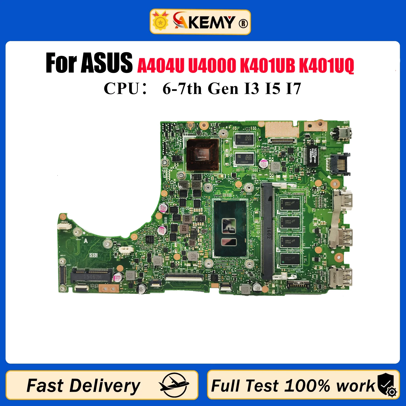 

K401UB Laptop Motherboard For ASUS VivoBook K401U A404U U4000 K401UB K401UQ K401UQK Mainboard W/ I3 I5 I7 CPU tests OK fast ship