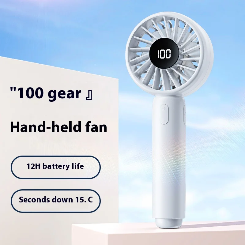 

100-Speed Turbo Handheld Fan with Smart Digital Display, USB Rechargeable-Essential for Outdoor Activities Perfect Gift Choice