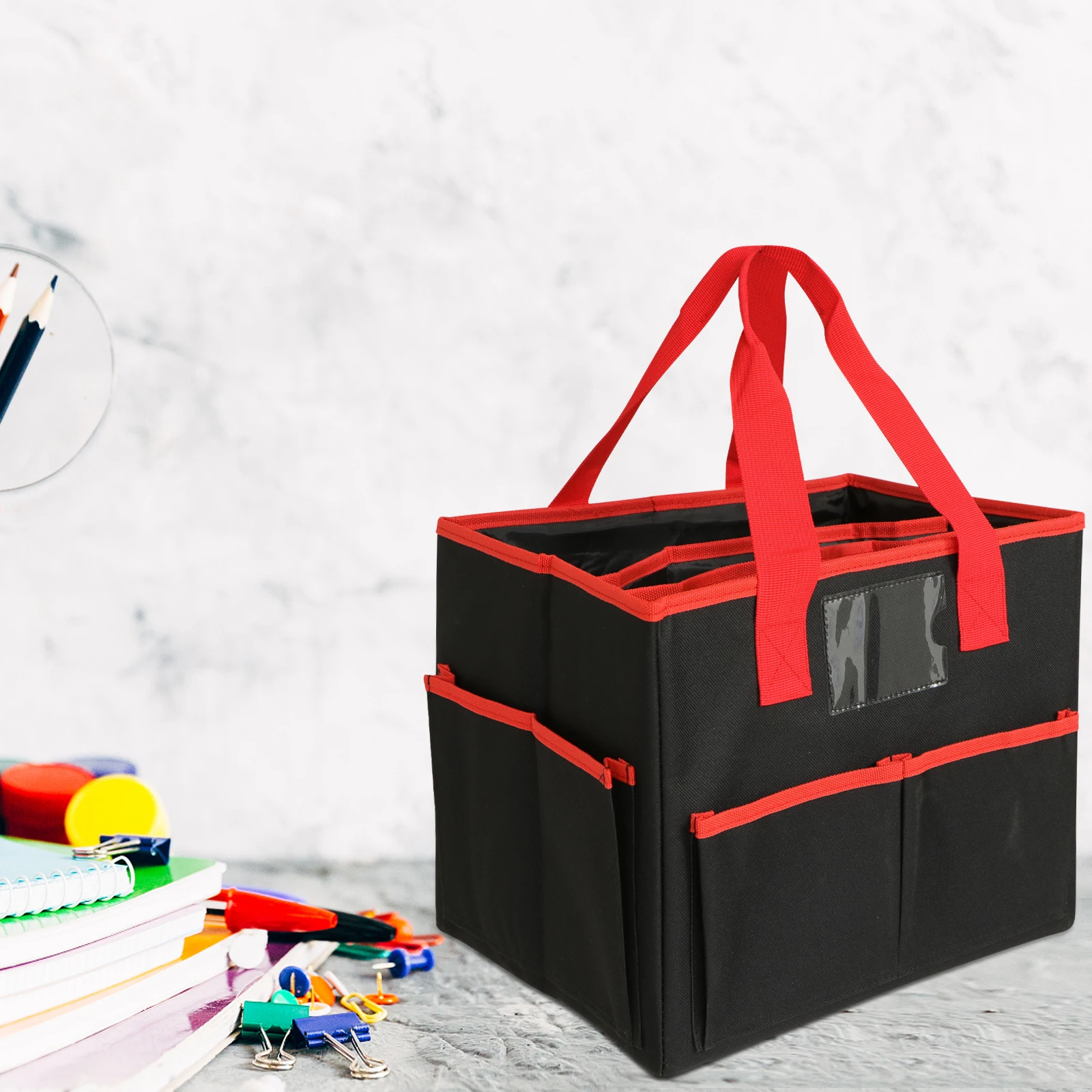 

1pcs File Teaching Aid Folder Carry Bag Foldable Storage With 8 Pockets Business Card Slot Large Capacity For School Stationery