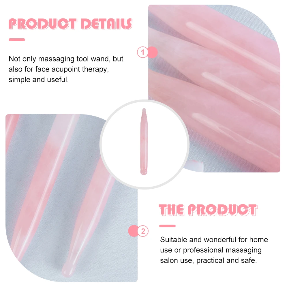 

Rose Quartz Massage Wand Natural Crystal Gua Sha Stick Smooth Safe Durable Portable Lightweight Home Salon Face Therapy