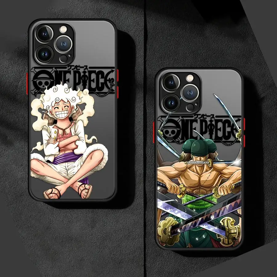 One Pieces Anime Zoro Luffy Phone Case for Apple iPhone 15 16 Pro XS Max 13 14 Plus XR SE 7 8 12 11 Pro plus Matte
