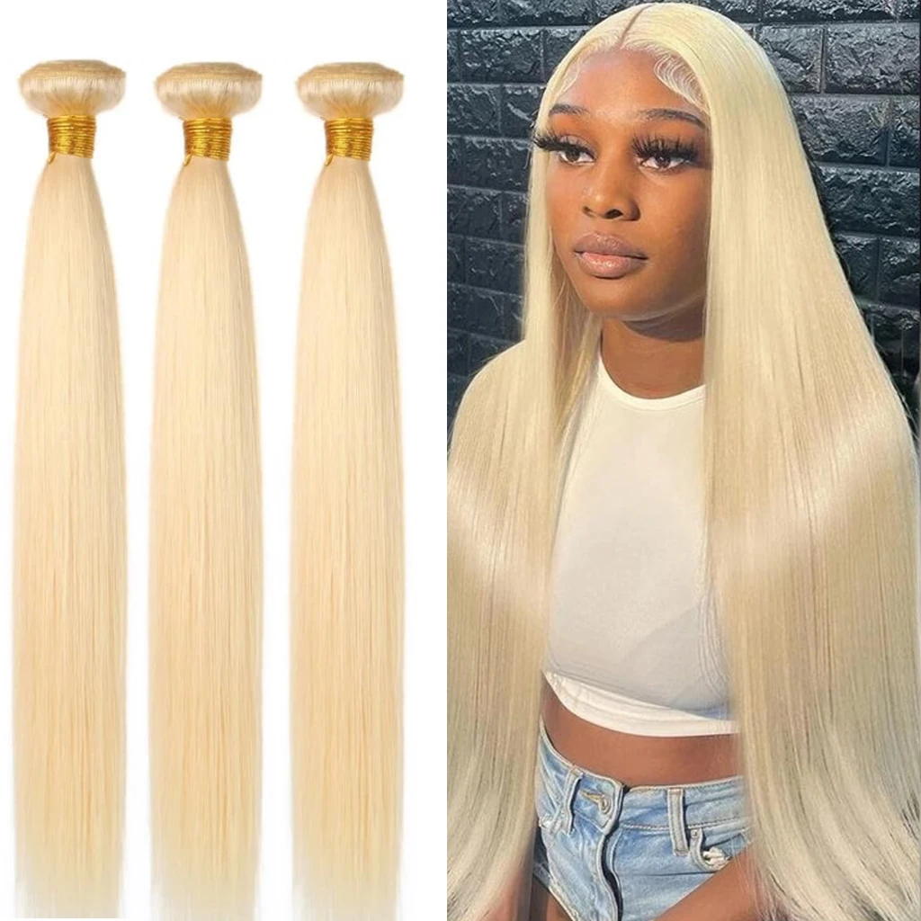 Rambut Manusia Pirang Madu 613 Lurus 36 38 40 Inci Ekstensi Rambut Virgin Rambut Brasil 1/3/4 pcs Bundel Rambut Mentah