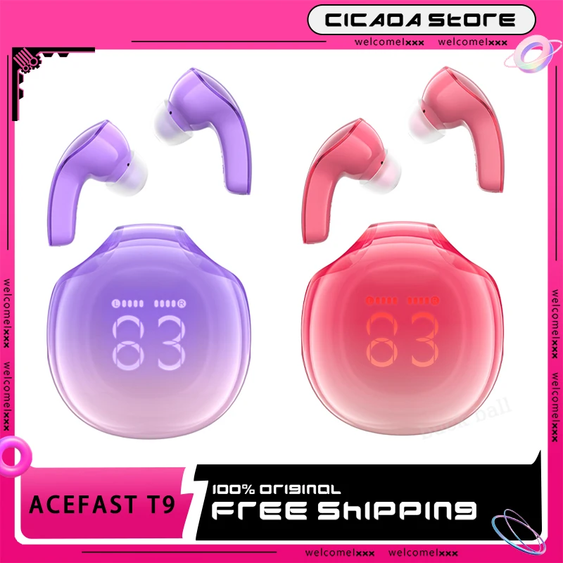 

Acefast T9 Wireless Earbud Transparent Noise Reduction Custom Bluetooth Earphones Colorful Earphone Waterproof Outdoor Headphone