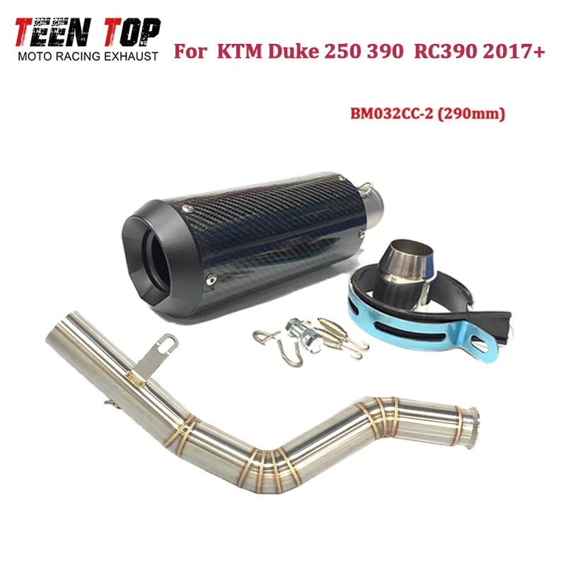 Tubo de escape deslizante para motocicleta KTM RC390 Duke250 Duke390, silenciador de escape de fibra de carbono de 51 mm, tubo intermedio para moto