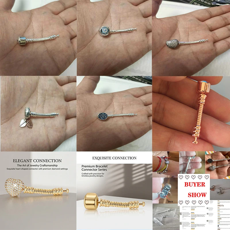PROMOTION EXCEPTIONNELLE : Prolongateur de bracelet en argent sterling 925 compatible avec les bracelets à breloques originaux – Allongez vos bijoux en argent pour femme (3,5 cm et 4 cm)