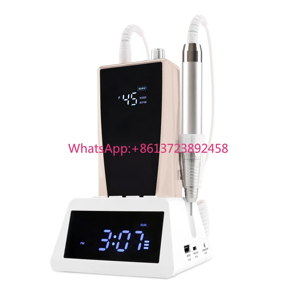 

New Full-screen Design High Torque 4.8ncm 85W Brushless Motor Technology Nail Drill 45K with Rechargeable Clock Charging Dock