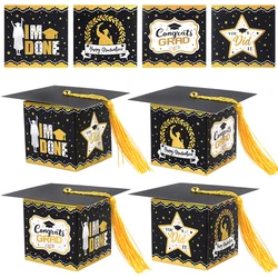 5/10Pcs Bachelor Hat Cap Candy Box Graduation Cookie Gift Packaging Boxes Bag 2023 Grad Congratulation Party Favors Supplies