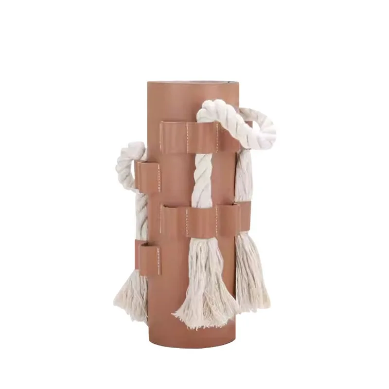 

Simple modern glass leather vase hotel B & B model room living room coffee table desktop flower arrangement decoration