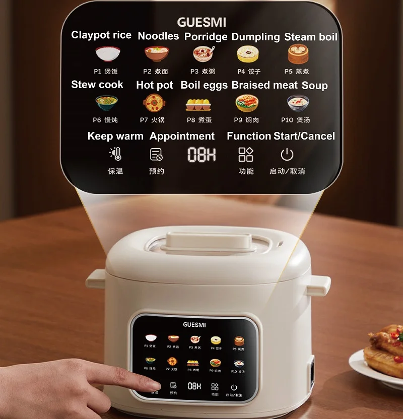 220V Smart Electric Cooking Pot Reservation Rice Cooker Non-stick Electric Frying Pan Dormitory Multi-function Pot Hot Pot 1.6L - Image 4