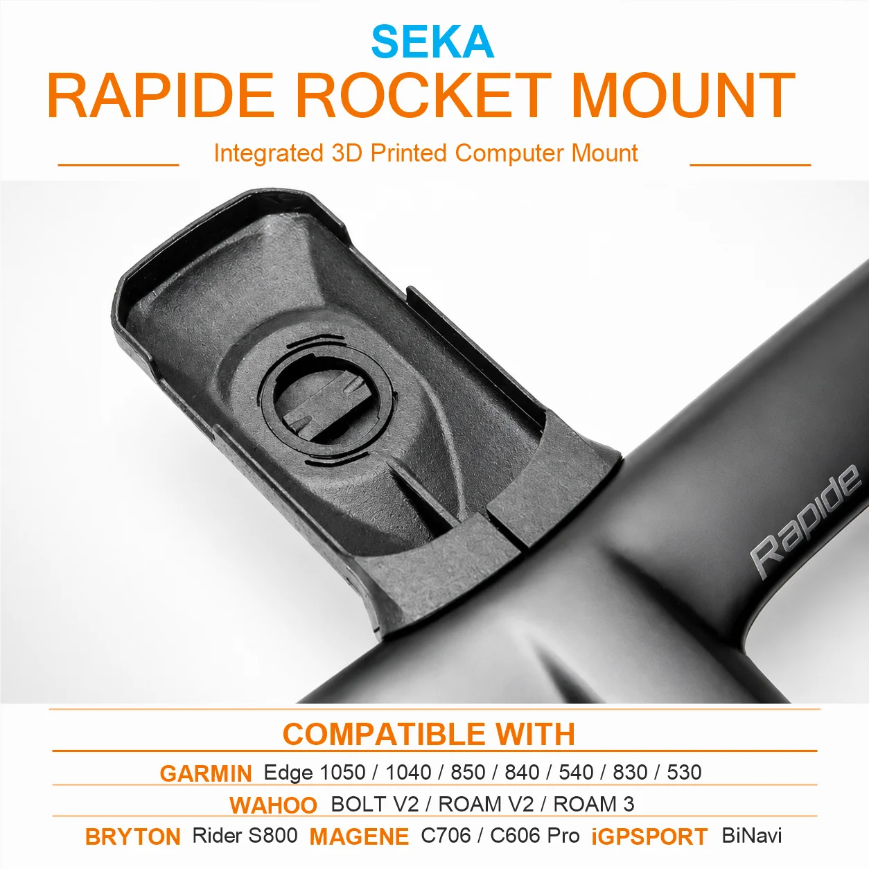 Integrated Aero Bike Computer Mount 3D Printed GPS Bracket for SEKA Rapide  Fit Garmin Edge1050 1040 Wahoo Bryton Magene