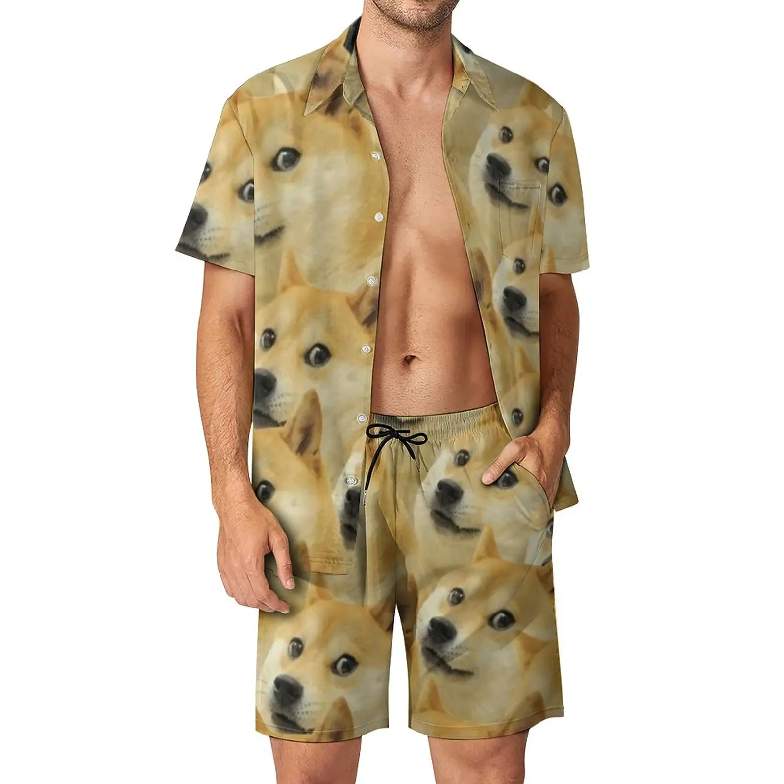 Dog Pattern Shirt Sets 3D Printed Men Casual Fashion Short Sleeves Shirts Oversized Beach Shorts Hawaiian Suits Summer Clothing