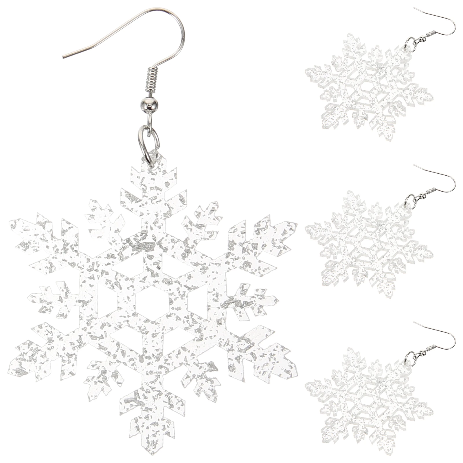 2 pares de brincos de prata floco de neve lantejoulas amuletos de gota de Natal joias da moda para mulheres miss