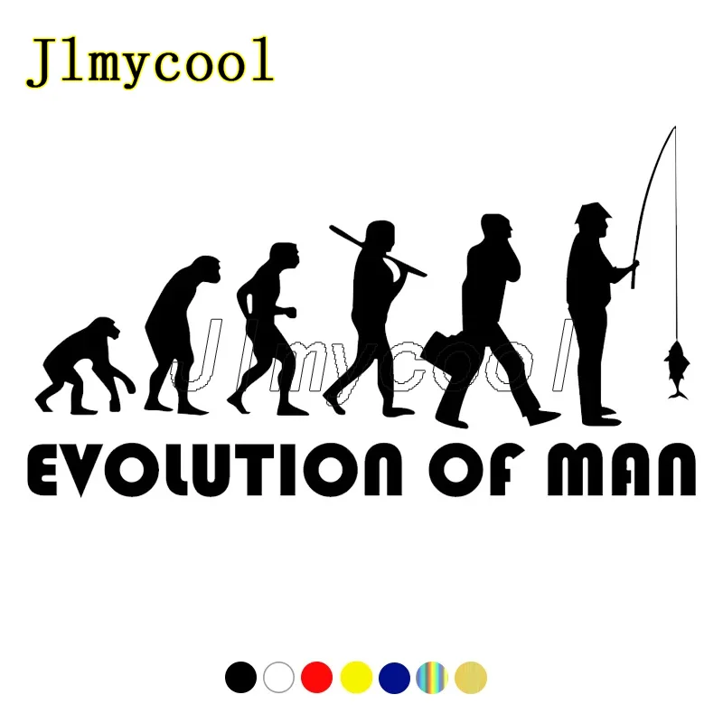 

11*20cm The Evolution of Man Fisherman. Fishing Funny Car Sticker and Decal White/black Vinyl Auto Car Decal Sticker