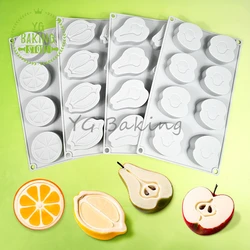 Dorica 3D Half Apple/Pear/Lemon/Orange Pudding Silicone Mousse Mould DIY Fruit Chocolate Mold Cake Decorating Tools Bakeware