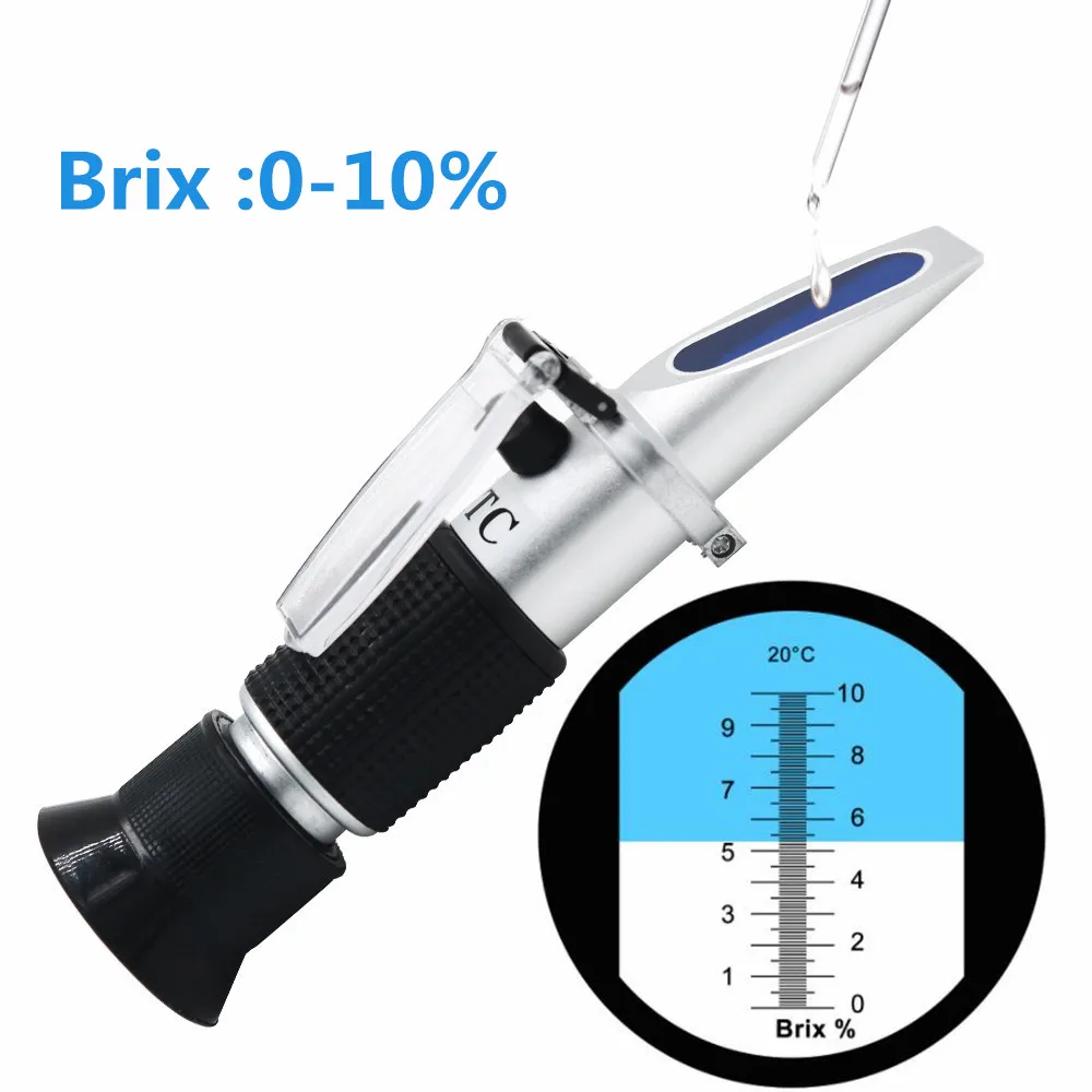 Refractómetro de azúcar Brix de mano 0-10% Refractómetro de azúcar ATC Probador de contenido de azúcar de baja concentrado Precisión 0,1%