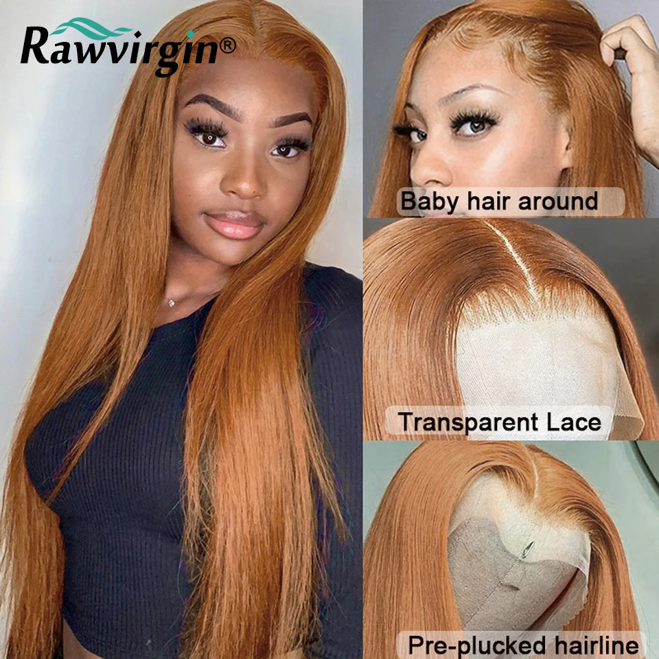 Honey Blonde Straight 13x4 Lace Front Wig Brown Human Hair Wig Brazilian Remy Hair Transparent Lace Frontal Wigs For Black Women