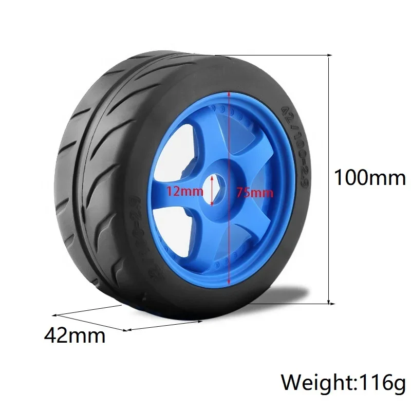 4pcs 5-Spoke 100x42mm 42/100 Tire Tyre 17mm Wheel Hex for Arrma 1/7 Infraction Limitless Felony RC Car Upgrade Parts