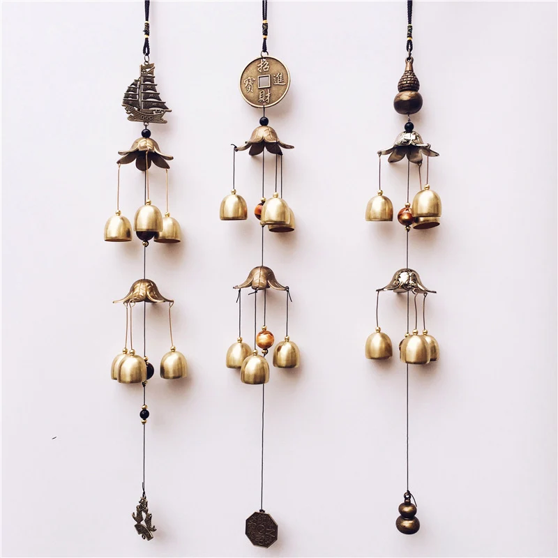 Retro Metal Wind Chimes Garden Yard Copper Bells Windchimes Outdoor Room Hanging Decoration Music Home Decoration Craft