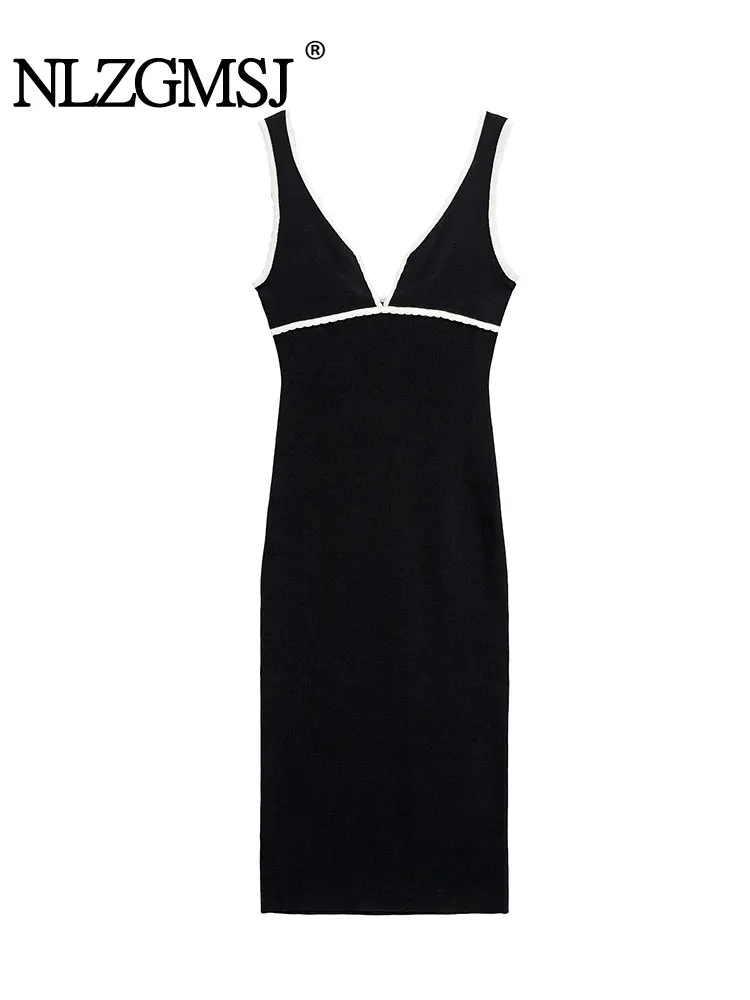 Vestido camisola de punto Sexy y elegante para mujer, vestido largo sin mangas, nueva moda, vestido de fiesta Primavera Verano 2025