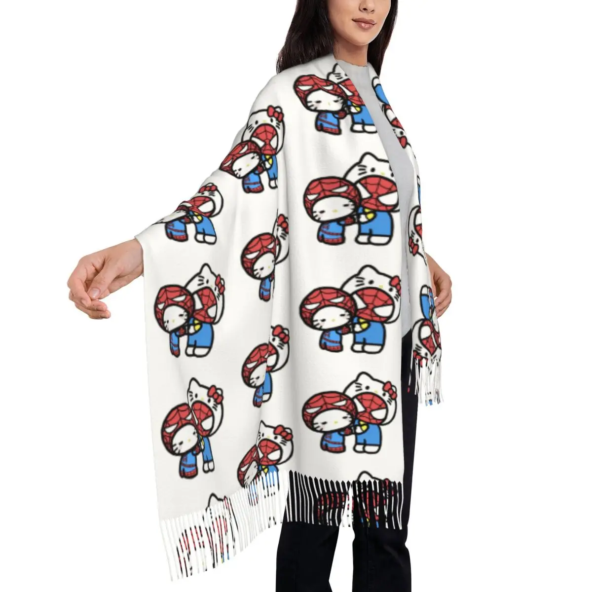 

Hello Kitty Spiderman Kiss Scarf for Women Winter Warm Pashmina Shawl Wrap Large Shawl Scarf Daily Wear