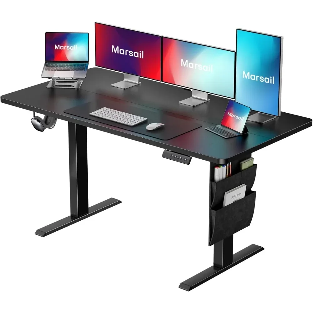 Electric Height-Adjustable Desk with Memory Settings, Storage, and Cable Management for Home Office