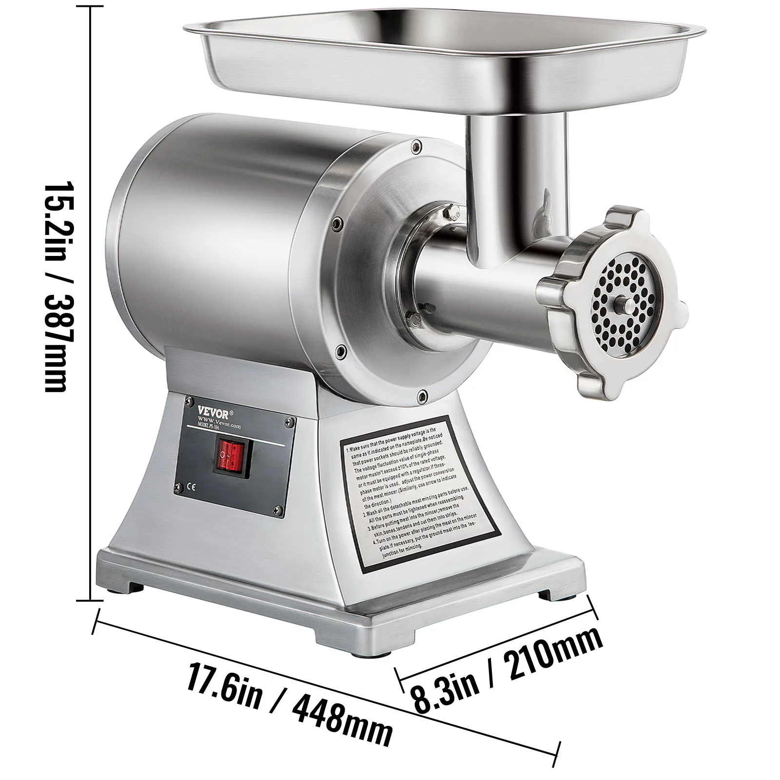 VEVOR 122 กิโลกรัม/ชั่วโมง 250 กิโลกรัม/ชั่วโมงไฟฟ้าเนื้อ Mincer Chopper Heavy Duty โปรเซสเซอร์อาหารเครื่องใช้ในครัว Commercial เครื่องบด