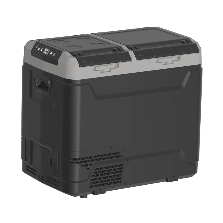 Mineral MED60-B Caravan 40/50/60L Double Doors Mini Portable DC 12V/24V Compressor Rechargeable Dual-Zone Dual-Temperature ABS
