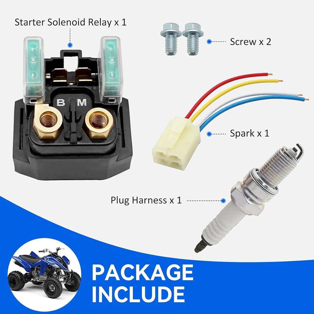 Starter Solenoid Relay & Plug & Spark for Yamaha Grizzly 350 400 450 660 Big Bear 250 400 Raptor 350 660 Wolverine 350 400