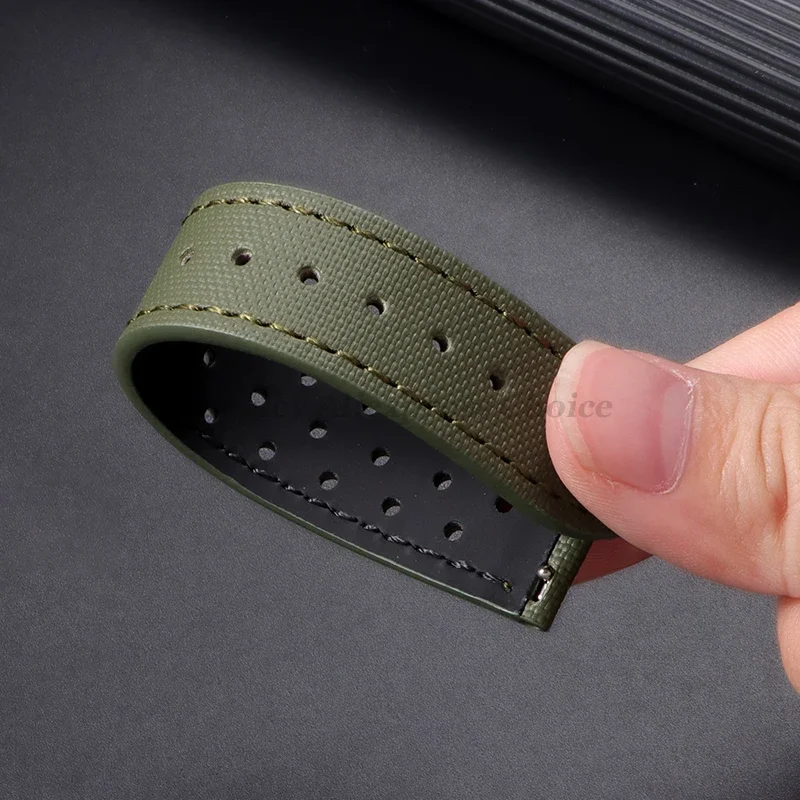 Premium Sailcloth Watch Strap 18mm 20mm 22mm Rally Racing Watch Strap Quick Release Perforated Breathable Men's Sport Watchbands image 4
