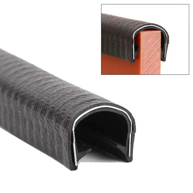 1/5Meter Higth8-26mm Width6-26mm U-Shaped Sealing Strip Rubber Edging Stainless Steel Protectio Car Door Edge Seal Strip image 5
