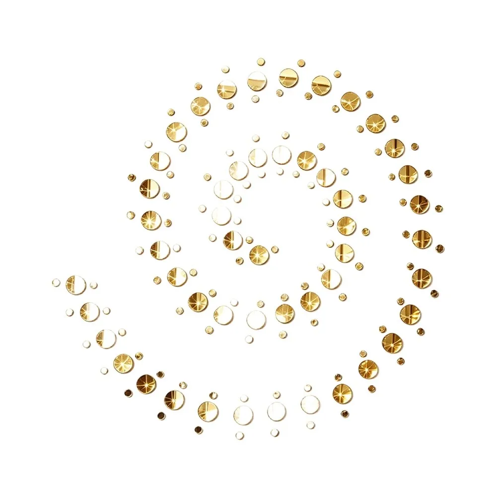 150pcs Spiral Round Mirror Wall Stickers Peel Stickers Mirror Tiles High-reflective For Creative Home School Decoration