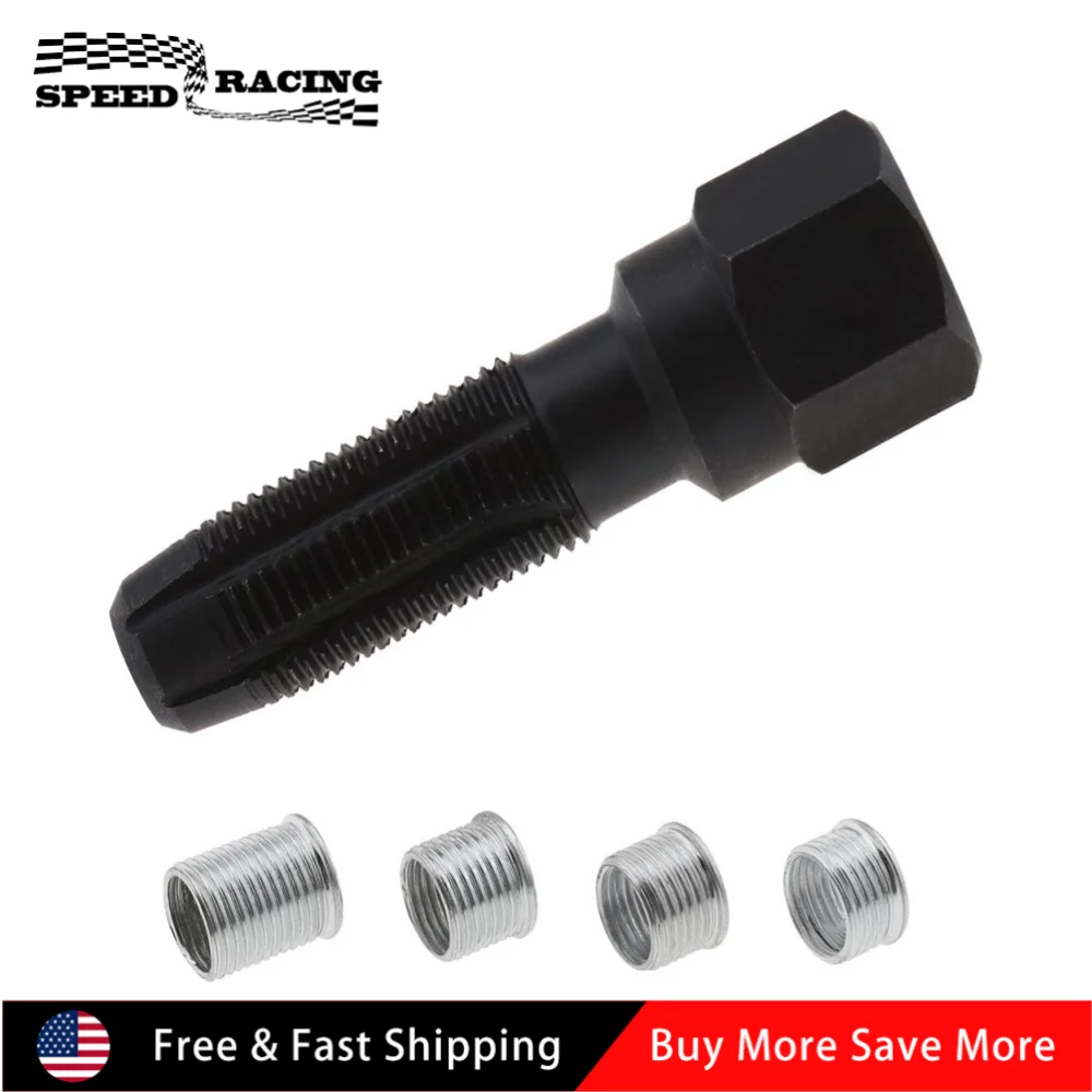 

ACCS M14 x1,25 мм комплект для ремонта резьбы свечи зажигания из углеродистой стали, 1 шт., инструмент для развертки с 4 вставками для свечей зажигания, черный