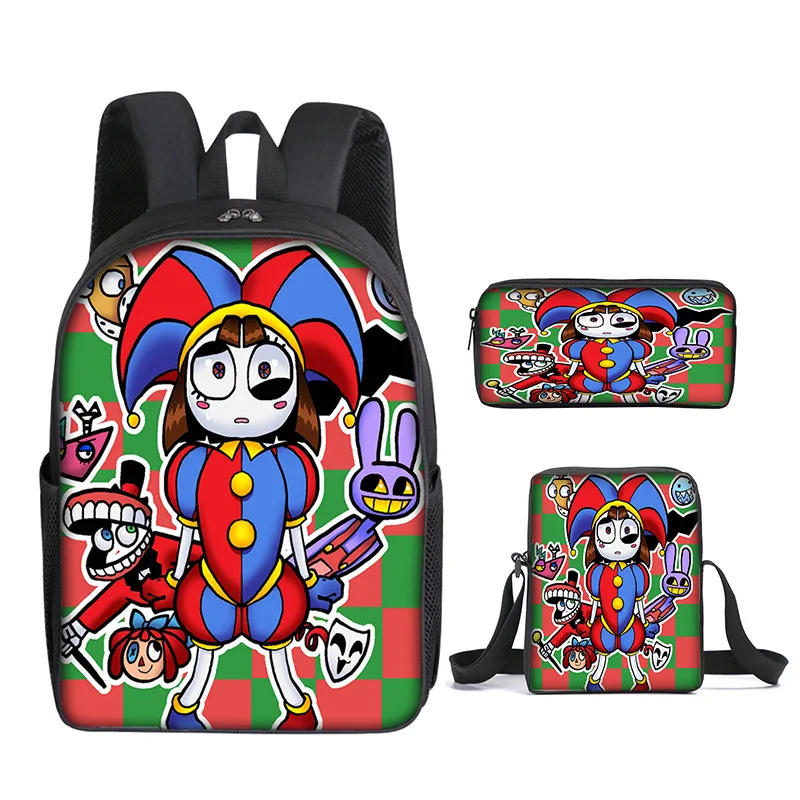 

The Amazing Digital Circus Anime 3Pcs/Set Backpack Student School Shoulder Bag Kids Cute Travel Backpack Children Birthday Gift